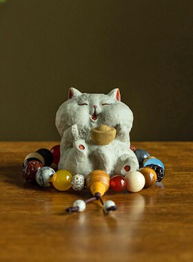好货可爱元宝招财猫香薰汽车中控台摆件元宝胖猫办公室桌面治愈系