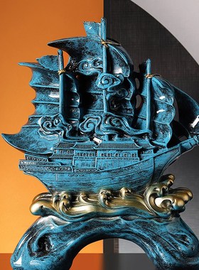 创意帆船摆件现代家居客厅酒柜电视柜装饰品办公室一帆风顺工艺品