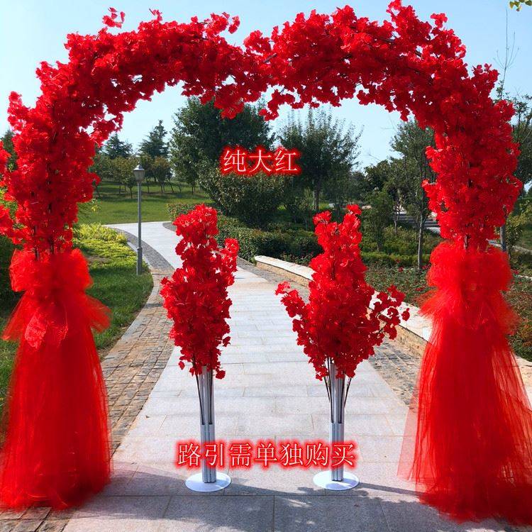 2023新款拱门结婚假花仿真花拱门婚礼现场布置拱形门花架迎宾装饰