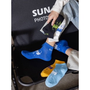 潮流百搭男袜短筒潮 短袜运动棉袜防臭吸汗个性 袜子男中筒夏季 男士