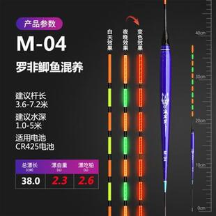 罗非漂专用夜光漂鲫鲤鱼罗飞漂高灵敏短脚鱼漂细长日夜两用电子漂