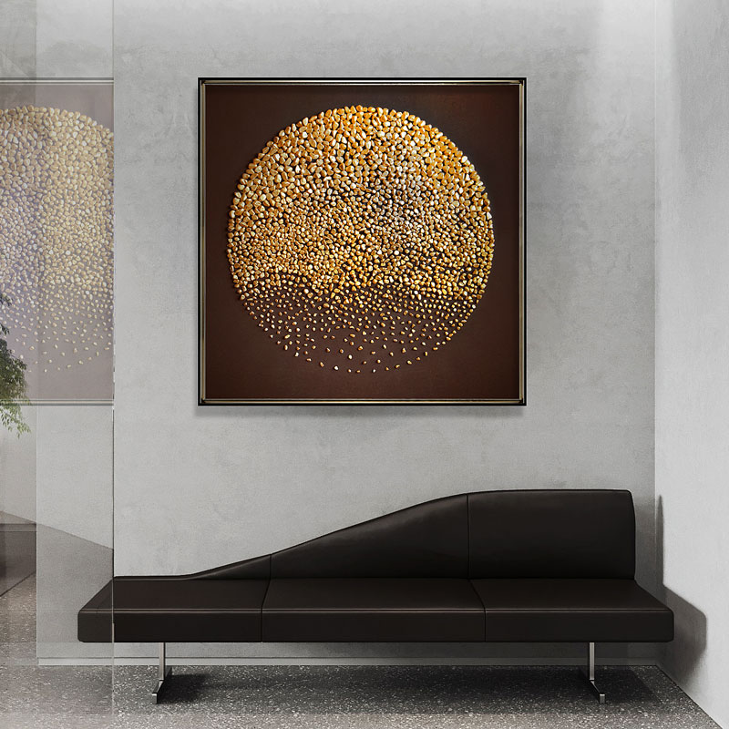 现代石头画客厅沙发背景墙装饰画卧室玄关茶室餐厅挂画手工实物