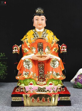 好货中式家居佛堂桌面12寸银花金花的夫人神像摆件