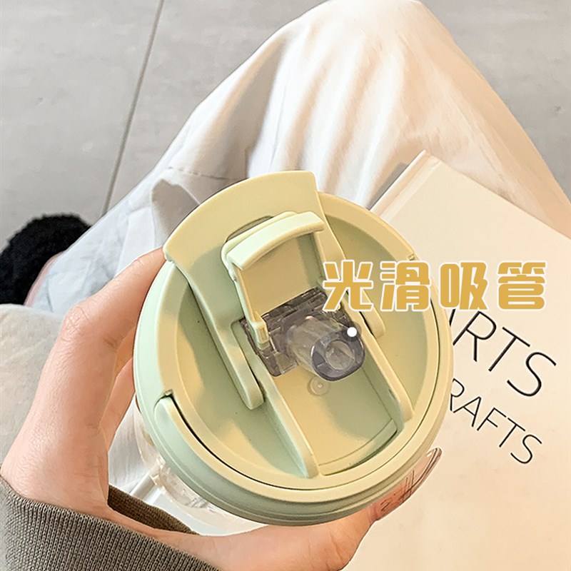 简约水杯女生带吸管玻璃杯办公室高颜值夏季可携式学生新款2023杯