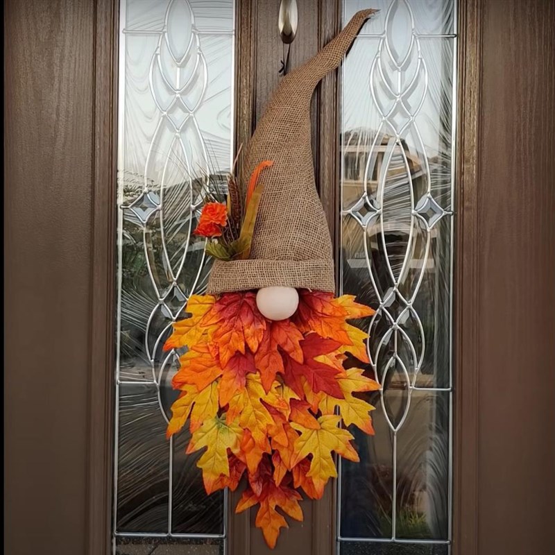 Thanksgiving Gnome Hat Door Hanging Wreath Autumn Front Door