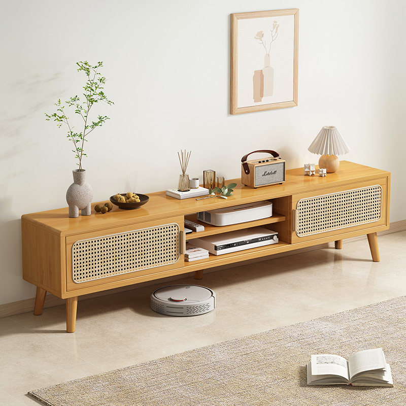 实木电视柜日式简约茶几客厅家用落地收纳储物柜一体卧室置物边柜