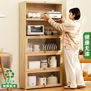 实木厨房置物架多层收纳架子餐边柜微波炉碗碟家用多功能调料用品