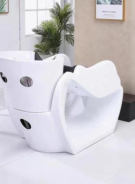 洗头床理发店红GM-C701简洗头床美发店陶瓷深网盆约冲水发床半躺