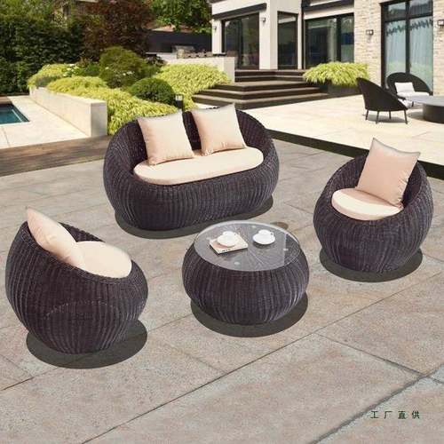 户花外藤沙发组合阳台庭院藤编家具室外露F9TH6H8H天摆园外防休闲
