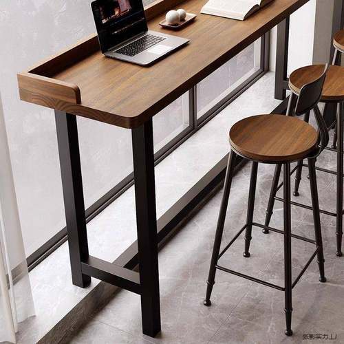 新椅款阳台吧台桌子简约实木条AL102564挡板桌靠窗长靠墙窄条高脚