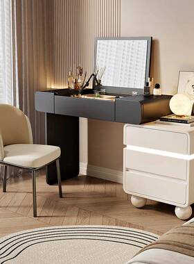 202妆5实新款奶油风桌梳45033台卧室简约现代翻盖化妆木梳妆台斗