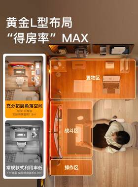 实木转角电脑桌台式家用书桌书架一人体桌拐双电77252竞L型角办公