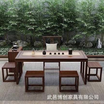 中新实木长条桌老榆木书桌书法办桌公室书式房电脑Z03桌写字桌书