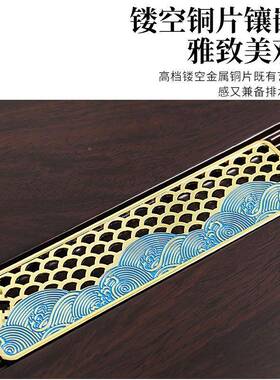 盘家用茶黑檀木整块FEQ天然木2024新轻奢客厅款椭圆托盘干泡大新