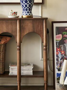 关美式复古实木玄柜户法式WMJ中古风餐边柜入客厅墙隔断柜靠收纳