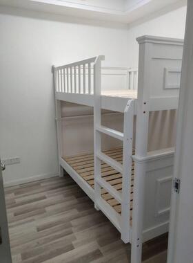 美式木床上QXV下制铺子实胎母床双胞床单人床爬梯床松木床可定绢