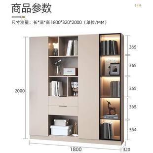 6uD实木书柜现代简约防尘带门书柜轻奢玻璃门书柜组合展示柜家用