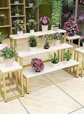 花店花架鲜花铁艺33166展示架捧流多肉陈列架阶式梯中岛水台手置