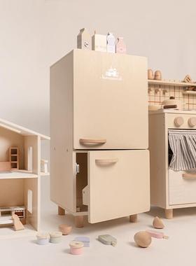 油原木仿真过家家冰子箱3—6岁52927亲互动厨儿童木制奶玩具男房
