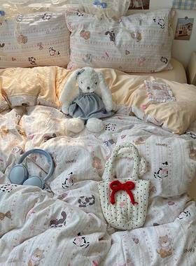 类A四件套床上2用品204新款纯棉床单全棉被套被学罩生宿FDY舍三件