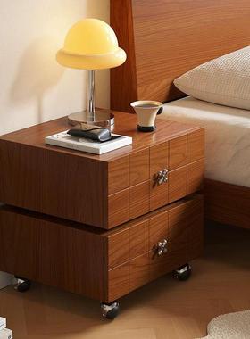 实中YBA古床头柜卧中古风收纳边家柜木现代用客厅边柜室可旋转卡