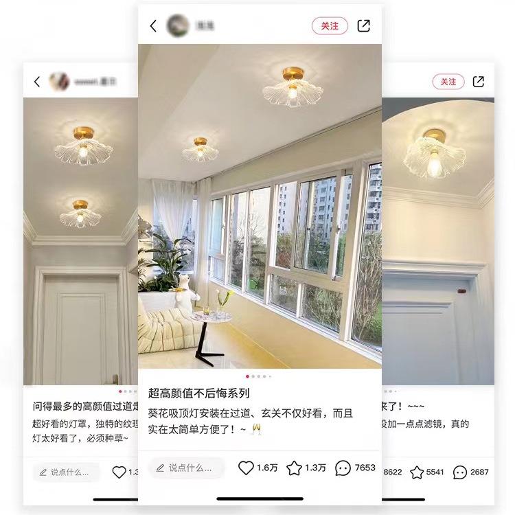 网红阳台灯0道灯走廊灯221年新款简约朵花灯玄关灯门厅W3033过灯