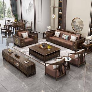 乌木实木型沙发简约现金代客厅家具高5021#档别墅户中大国风新中