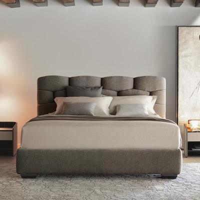 双轻人床奢现代式极简新布艺大床软意包ENT款设计师主卧室