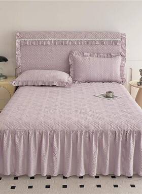 夏泡季新款泡棉亲肤OAY棉洗磨毛水棉床裙单件夹棉床床罩防滑套床