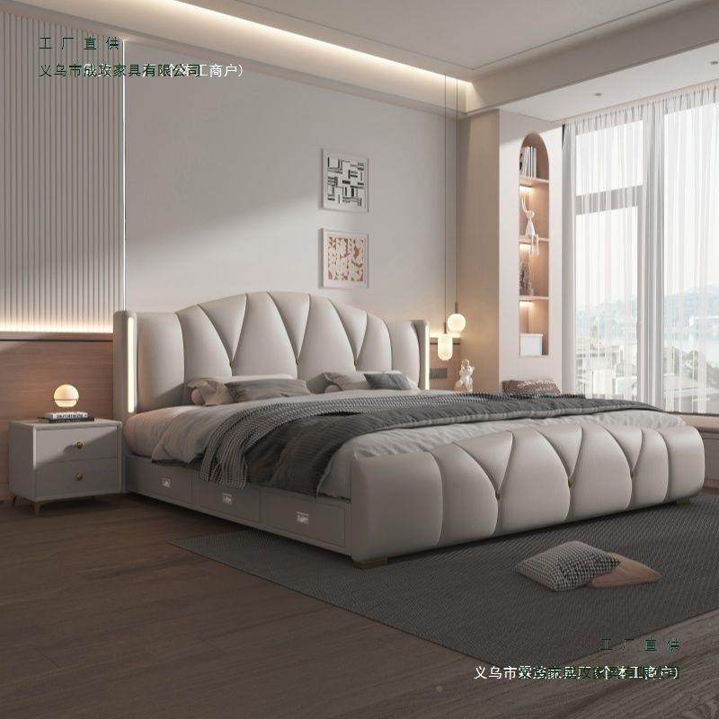 灯床意式主卧床轻奢带豪华时结多F89SH69M婚床尚储物网红大床软包