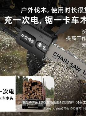 手国无刷锂电电锯提式德伐木持锯家用链条锯树多功能小AAH型手电