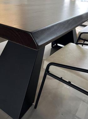 计师实木简餐桌椅组合现39594代约家用网红饭桌工业板风复古会设