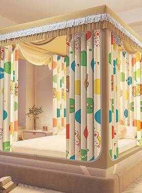 A类家用童遮光床一体jfY6PDFR式儿蚊帐链三拉开门防摔全封闭1.8床