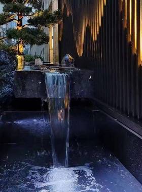 日式山庭院黑山石水钵流别42779水户外水池园墅花黑石中国黑水槽