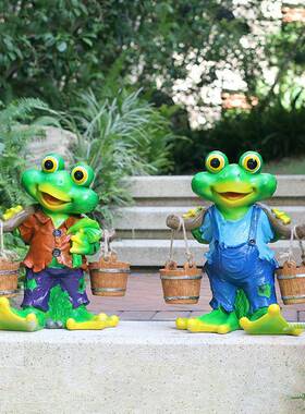 美式乡村小男23671孩孩花园装饰品庭院家居场蛙摆件青农花架造景