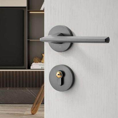 美锌合金门锁静音门卧室家用手通用心型房门锁具F15-002可调节把