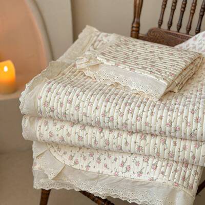 CLING密法式针织棉EXL202511道绗缝夹棉花款床盖三件套边防滑床单