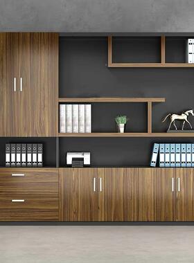 现代简约老板办桌背景柜办公具木质公资案料014柜书柜财家务档储