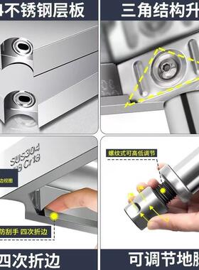 3微04不锈钢厨房置物架台面纳架波炉烤箱架橱柜隔层F98TT8ST架子