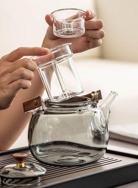 玻璃泡茶壶电炉煮器蒸茶38252壶套烧水壶茶具茶装家陶用茶水分离