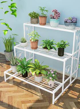 美田园铁艺花架式落地式多盆层花架阳架台客TXP厅二层三层子阶梯