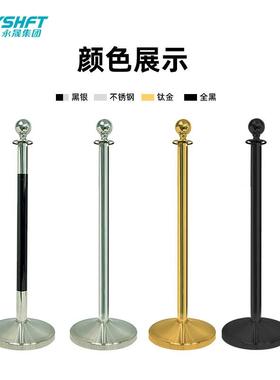 厂家直销酒店礼黑宾柱不拆锈挂绳金可卸牢固底座展会ARD柱钢栏杆