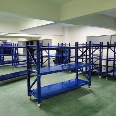 仓储货架中型带轮可移货动架多层置物438铁架家轮子仓库用架子