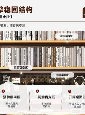 桌面洞板书架家用层学生桌多上洞式收纳架立宿75503舍免打孔铁艺置物架