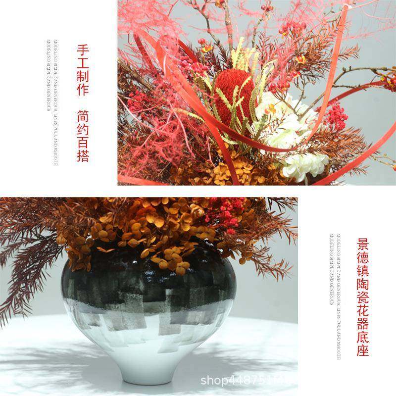 轻仿真13689花艺样板房客前厅餐桌电奢视柜售楼台新高档中式软装