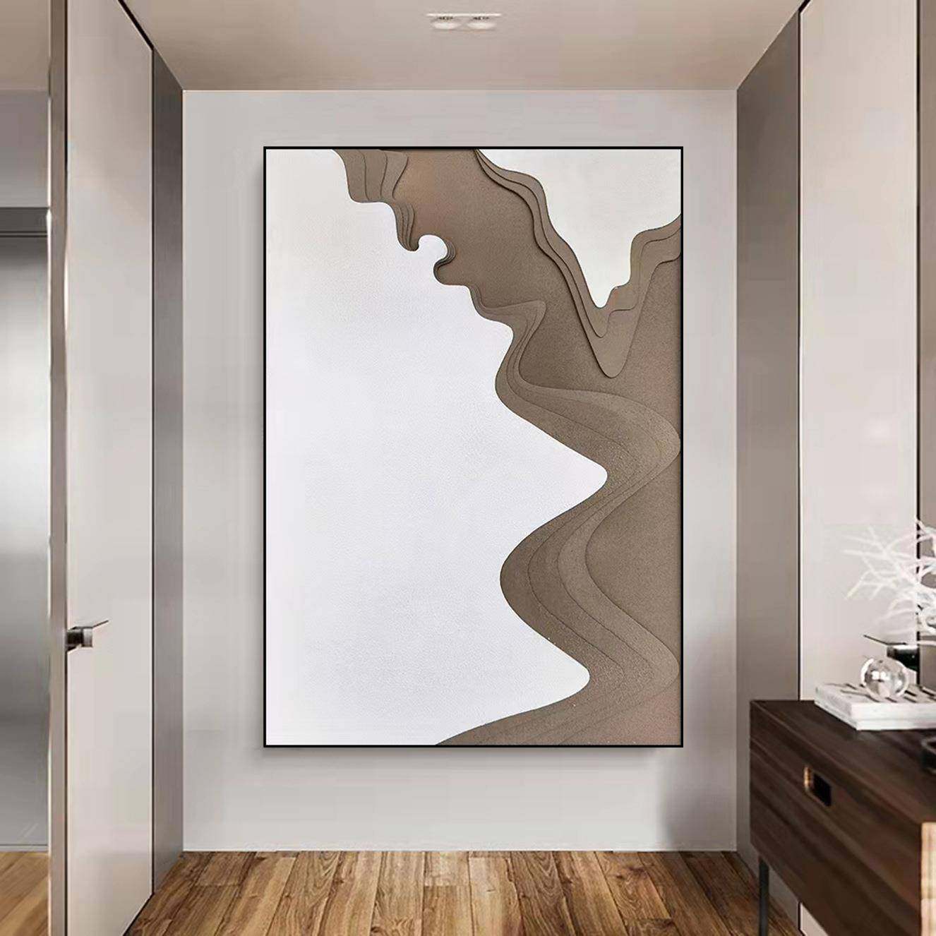画立体木雕手绘油抽象现代简客厅落地画廊餐厅约挂画玄WOC关走装