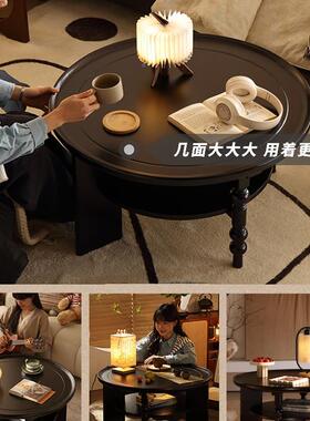 中复古实矮餐桌沙台边几美法式小户型轻奢阳客发厅木家KWM用圆形