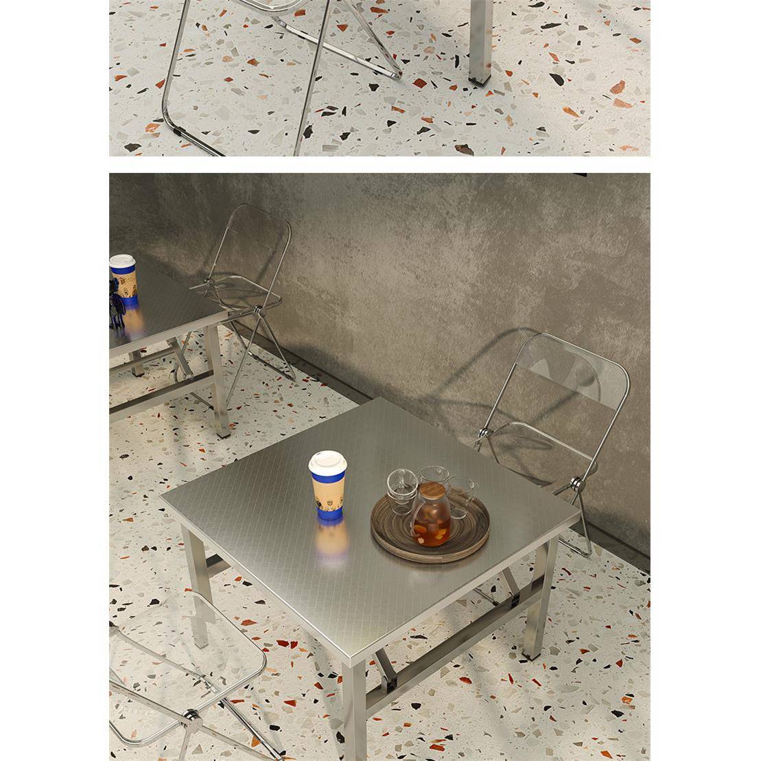 不锈钢折叠桌子家式正形餐桌户外TUE便携方商用摆地摊出租屋小桌