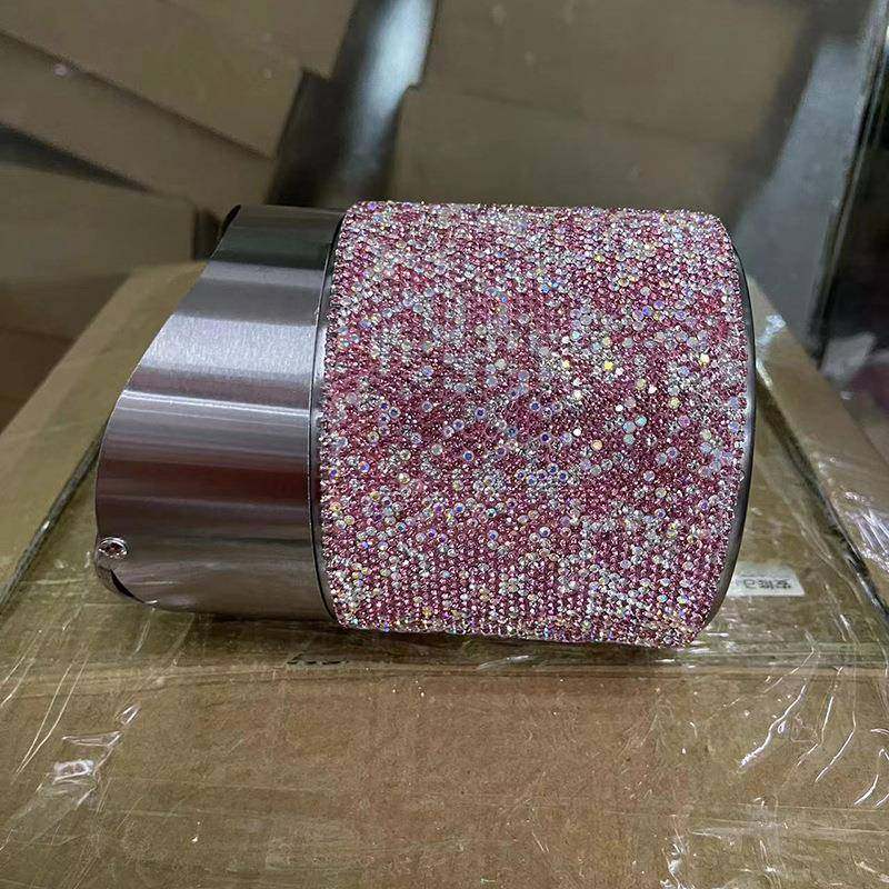 创意镶车钻锈钢桌面垃圾桶家用卧55553室收不办公载时尚迷你带盖