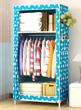 衣柜拉链款管家用卧室小号单人宿布舍出64499租房用钢加固易简布